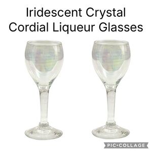 (2) Vintage Iridescent Crystal Cordial Liqueur Glasses